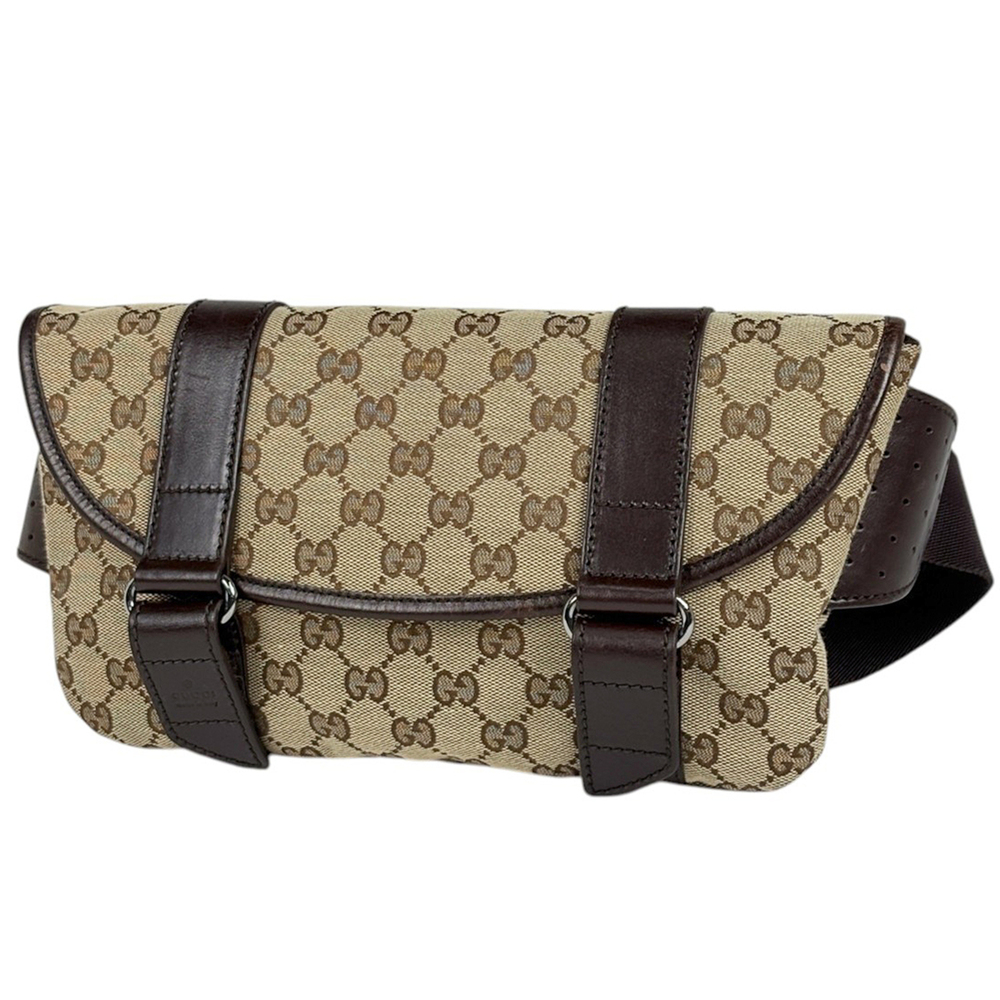 Gucci GUCCI Body Bag GG Pattern Waist Canvas Beige Brown 145851 Women's